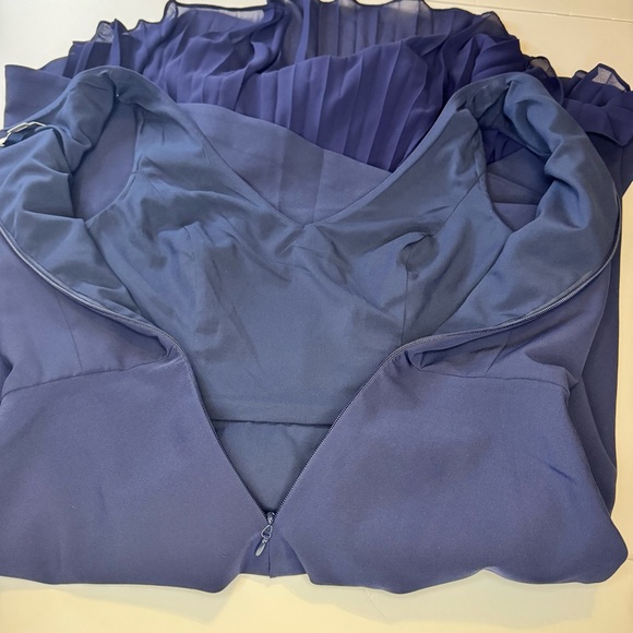 Kay Unger Begonia Ruffled ALine Midi-Dress Navy High Low Dress Sz8 Preppy - Picture 15 of 16